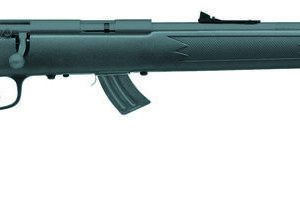 Savage Mark II-F bolt action rifle in .22 LR with 21-inch matte blued barrel and black synthetic stock