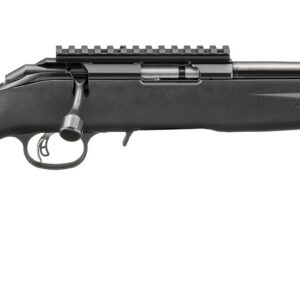 Ruger American Rimfire LRT bolt-action rifle in .22 WMR with 16.1-inch satin blued threaded barrel and black stock