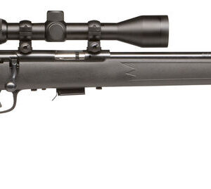Savage 93R17 FXP bolt-action rifle in .17 HMR with mounted 3-9x40 scope and matte blued barrel