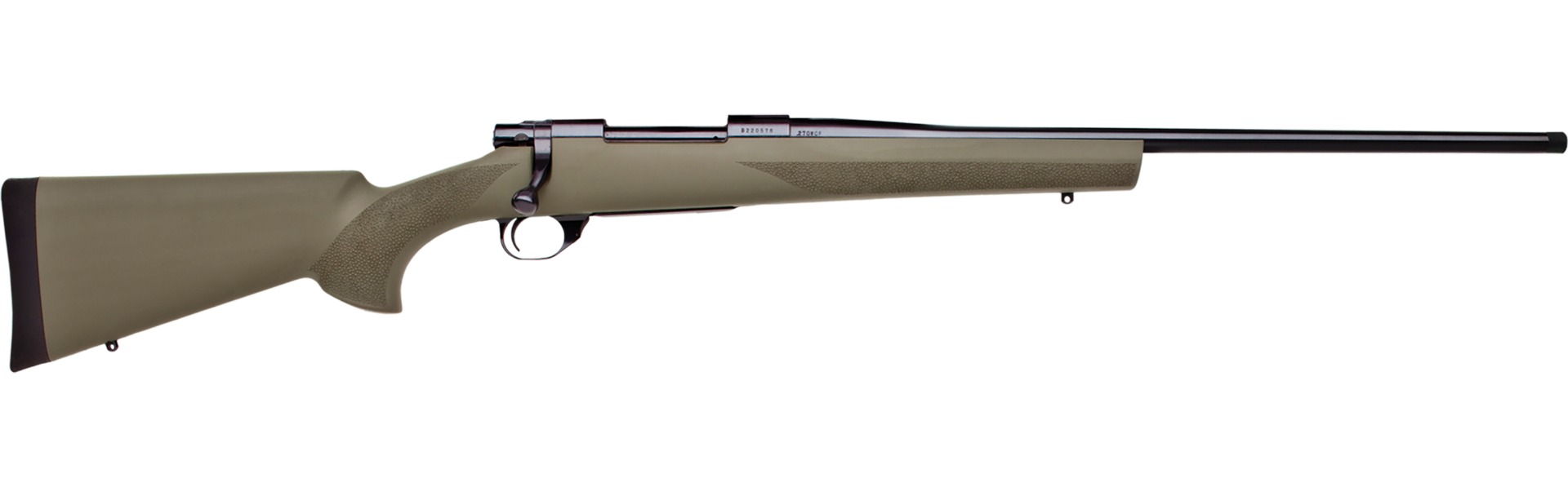 Howa Hogue bolt action rifle in .300 PRC with green overmolded stock and threaded barrel