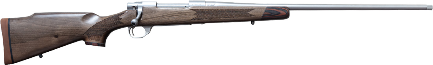 Howa Legacy Deluxe 7mm bolt-action rifle with 24-inch stainless steel barrel and walnut stock, right-side profile view