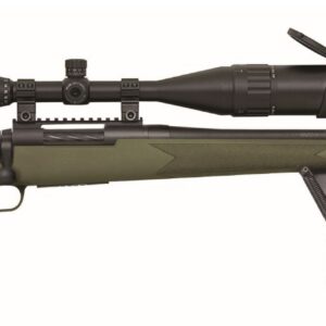 Mossberg Patriot bolt-action rifle in .300 Winchester Magnum with 24-inch blued barrel and OD Green synthetic stock, scoped